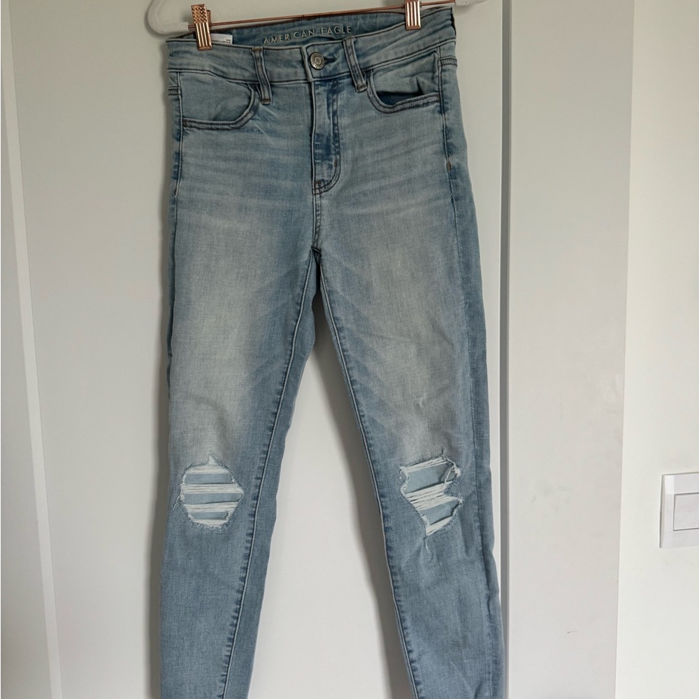 American Eagle Outfitters Women's Distressed Blue Skinny Jeans 4r